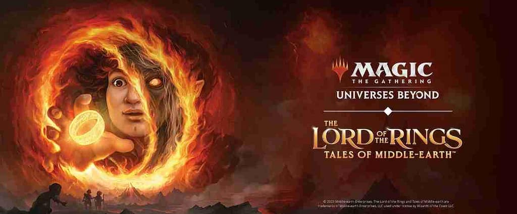 Magic: the Gathering Universes Beyond, the Lord of the Rings promo banner.
