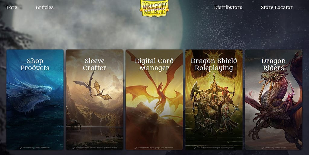 Dragon Shield website screenshot