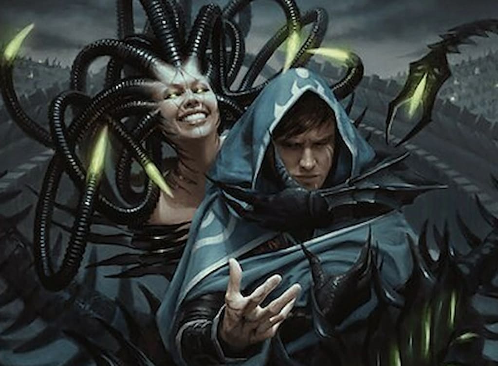 Card art from MTG Phyrexian Arena, one of the best black draw cards in MTG