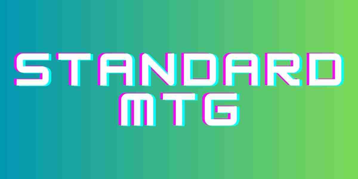 Banner on a blue and green background that reads "Standard MTG"