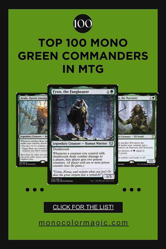 100 Best Mono Green Commanders Pin Version 1